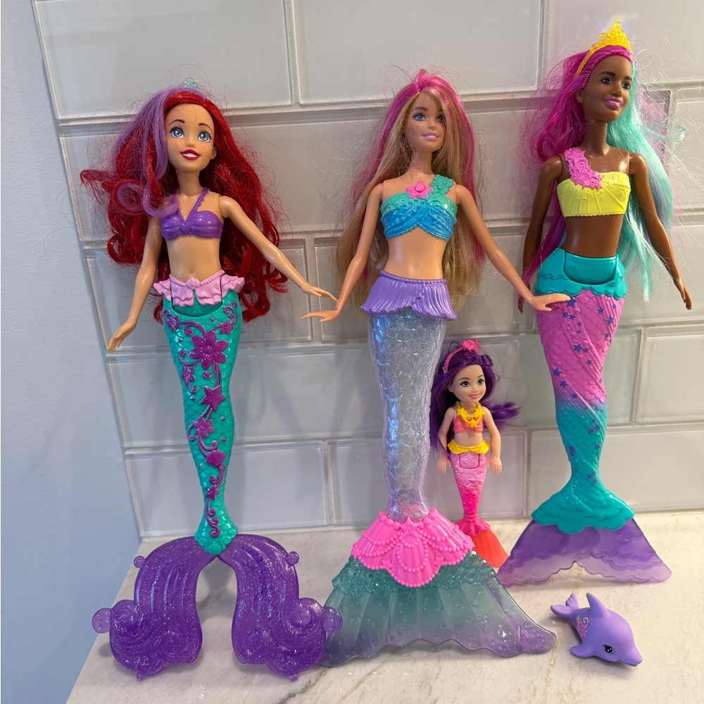 Barbie Mermaid Doll Set of 4 plus dolphin
